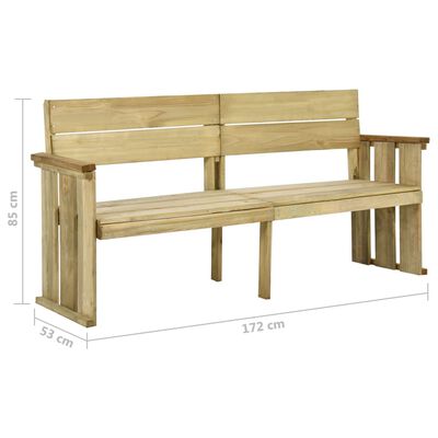 vidaXL Banco de jardín de madera de pino impregnada 172 cm
