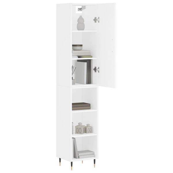 vidaXL Aparador alto madera contrachapada blanco 34,5x34x180 cm