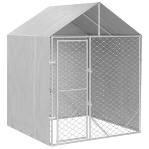 vidaXL Perrera de exterior con toldo acero galvanizado plata 2x2x2,5 m