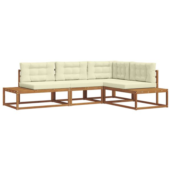 vidaXL Conjunto de sof&aacute;s de exterior 4 Pieza Natural y Crema