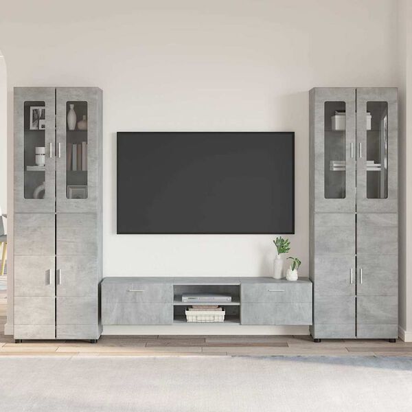 vidaXL Conjunto de mueble de TV Gris Concreto Madera de ingenier&iacute;a