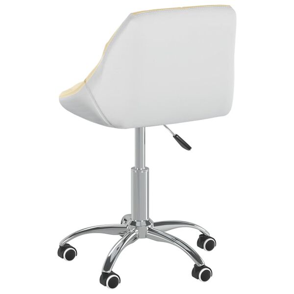 vidaXL Silla de comedor giratoria de cuero sint&eacute;tico crema y blanco