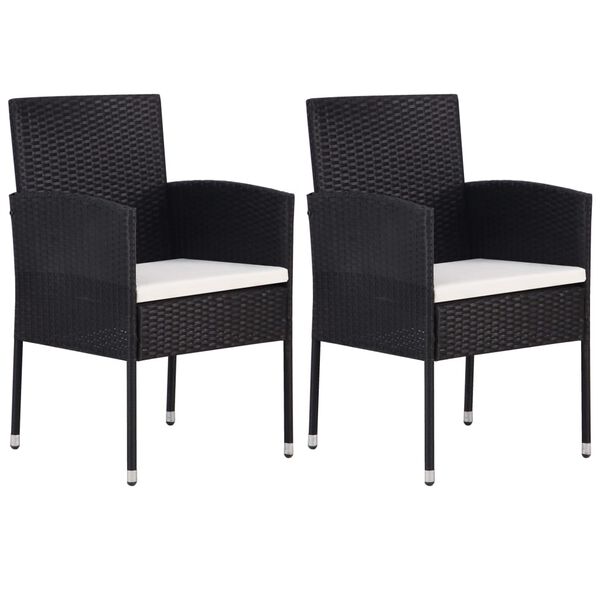 vidaXL Set comedor jard&iacute;n 3 pzas madera acacia rat&aacute;n sint&eacute;tico negro