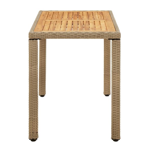 vidaXL Mesa de jard&iacute;n rat&aacute;n sint&eacute;tico madera acacia beige 123x60x74cm