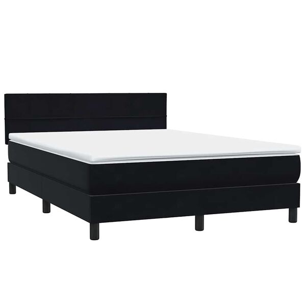 vidaXL Cama box spring con colch&oacute;n terciopelo negro 140x210 cm
