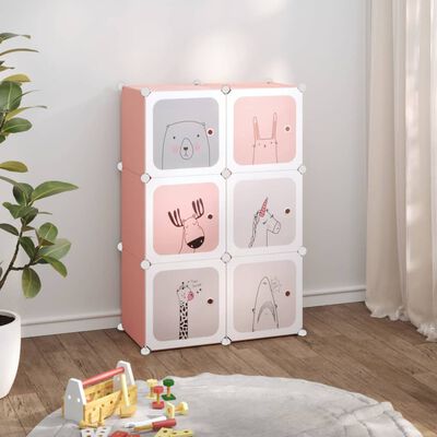 vidaXL Estantería infantil de cubos con 6 compartimentos rosa PP