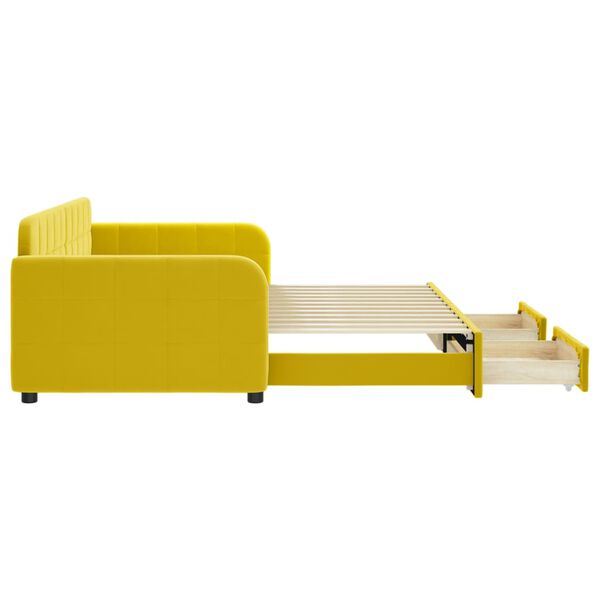 vidaXL Sof&aacute; cama nido con cajones terciopelo amarillo 90x200 cm