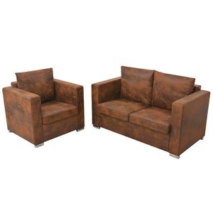 vidaXL Juego de sof&aacute;s 2 piezas cuero artificial de ante