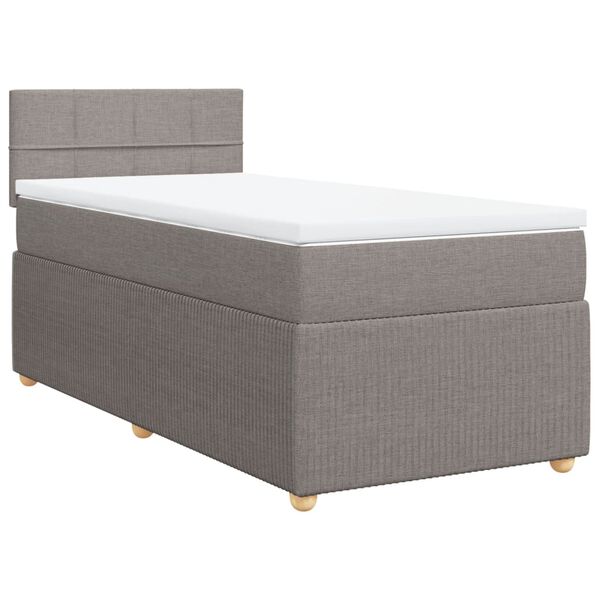 vidaXL Cama box spring con colch&oacute;n tela gris taupe 90x200 cm