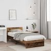 vidaXL Estructura de cama con cabecera Madera envejecida 75 x 190 cm