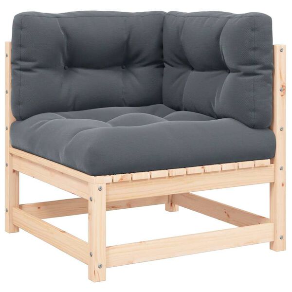 vidaXL Sofá de esquina de jardín cojines gris antracita madera acacia