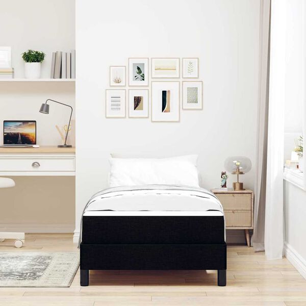 vidaXL Cama tipo Box Spring con colch&oacute;n Negro 90 x 200 cm tela