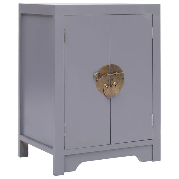 vidaXL Mesita de noche madera de Paulownia gris 38x28x52 cm