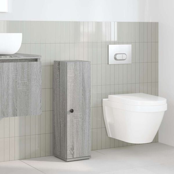 vidaXL Mueble de ba&ntilde;o con portarrollos gris Sonoma 20,5x22x72 cm