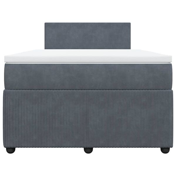 vidaXL Cama box spring con colch&oacute;n terciopelo gris oscuro 120x200 cm