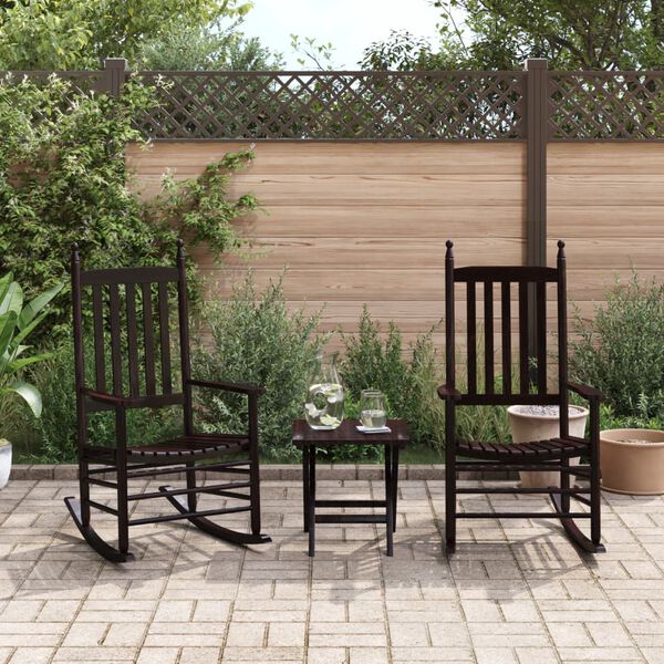 vidaXL Mecedoras con asiento curvo 2 uds madera &aacute;lamo maciza marr&oacute;n