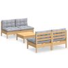 vidaXL Juego de muebles de jard&iacute;n 5 pzas y cojines madera pino gris