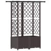 vidaXL Cama elevada con trellis y techo Marr&oacute;n 124 x 40 x 138 cm PP
