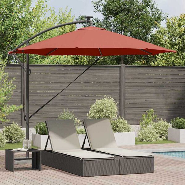 vidaXL Parasol de cantilever tipo plátano Terracota 294 x 294 x 248 cm