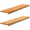 vidaXL Pelda&ntilde;os de escalera 2 uds madera maciza roble marr&oacute;n claro