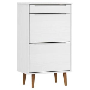 vidaXL Zapatero MOLDE madera maciza de pino blanco 59,5x35x103 cm