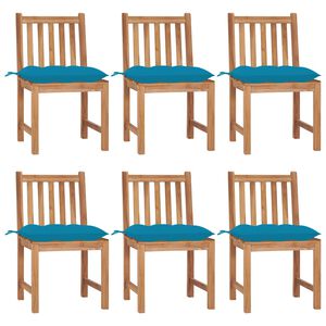 vidaXL Sillas de jard&iacute;n 6 unidades con cojines madera maciza de teca