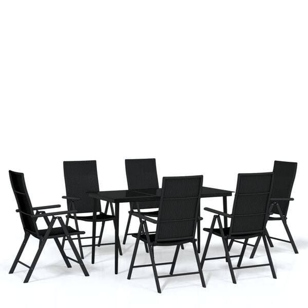 vidaXL Juego de comedor para jardín 7 piezas negro