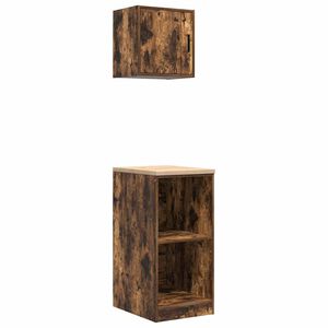 vidaXL Armarios 2 uds para garaje madera ingenier&iacute;a roble ahumado