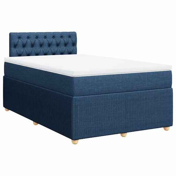 vidaXL Cama box spring con colch&oacute;n tela azul 120x190 cm
