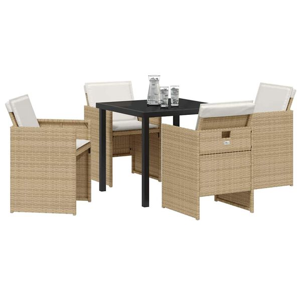 vidaXL Conjunto de Comedor de Jard&iacute;n 5 pcs Beige rat&aacute;n sint&eacute;tico