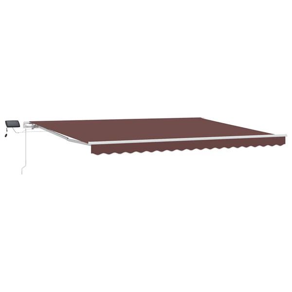 vidaXL Toldo retr&aacute;ctil manual con luz LED marr&oacute;n 450x300 cm