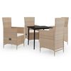 vidaXL Juego de comedor de jard&iacute;n 5 piezas con cojines beige