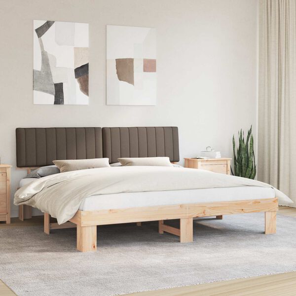 vidaXL Estructura de Cama con Cabecera Tapizada Taup&eacute; 200 x 200 cm