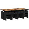 vidaXL Set comedor de jard&iacute;n con cojines 13 pzas rat&aacute;n sint&eacute;tico negro