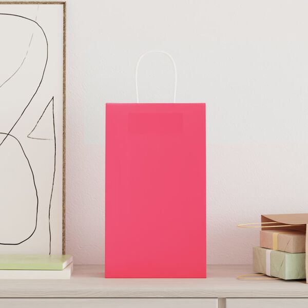 vidaXL Bolsas de papel con asas 50 uds rosa 21x11x36 cm