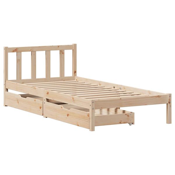 vidaXL Estructura de cama sin colch&oacute;n madera maciza de pino 90x200 cm