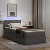 vidaXL Cama con almacenamiento y LED Gris 90 x 190 cm Cuero sint&eacute;tico