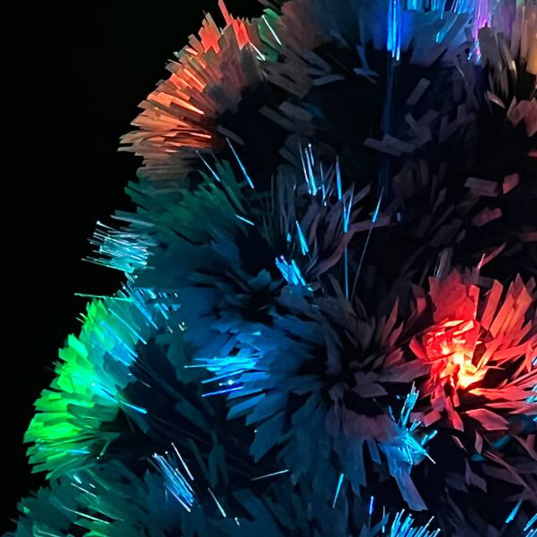 vidaXL &Aacute;rbol de Navidad con luces fibra &oacute;ptica blanco y azul 64 cm