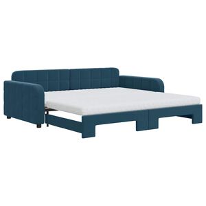 vidaXL Sof&aacute; cama nido con colch&oacute;n terciopelo azul 100x200 cm