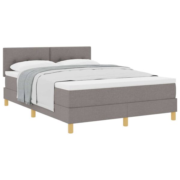 vidaXL Cama box spring con colchón con colchón Taupé 140 x 190 cm tela