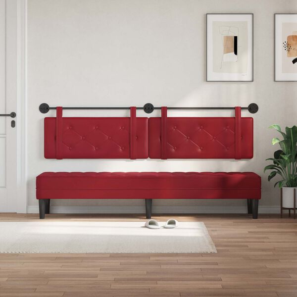 vidaXL Cabecera Colgante Rojo vino 210 x 55 x 5 cm Cuero sint&eacute;tico