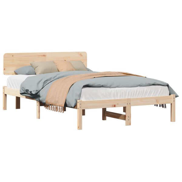vidaXL Estructura de cama Natural 140 x 190 cm Madera de pino macizo