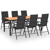 vidaXL Juego de comedor de jard&iacute;n 7 piezas negro y marr&oacute;n