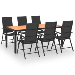 vidaXL Juego de comedor de jard&iacute;n 7 piezas negro y marr&oacute;n