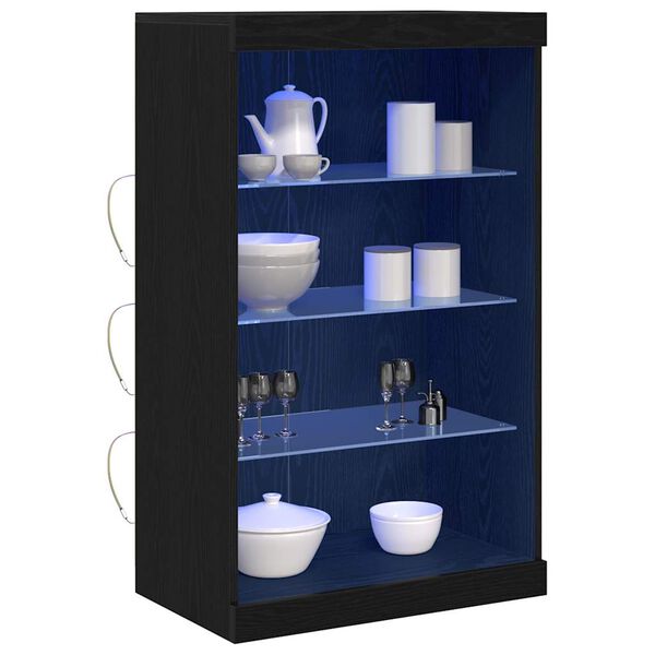 vidaXL Aparador LED Roble Negro 60,5 x 37 x 100 cm