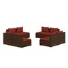 vidaXL Set muebles de jardín 8 piezas y cojines ratán sintético marrón