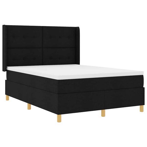 vidaXL Cama tipo Box Spring con colch&oacute;n Negro 160 x 200 cm tela