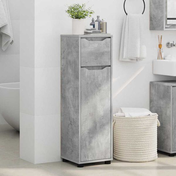 vidaXL Gabinete de Ba&ntilde;o con caj&oacute;n Gris Concreto 30,5 x 30 x 101 cm