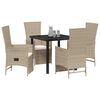 vidaXL Conjunto de Comedor de Jard&iacute;n 5 pcs Beige rat&aacute;n sint&eacute;tico