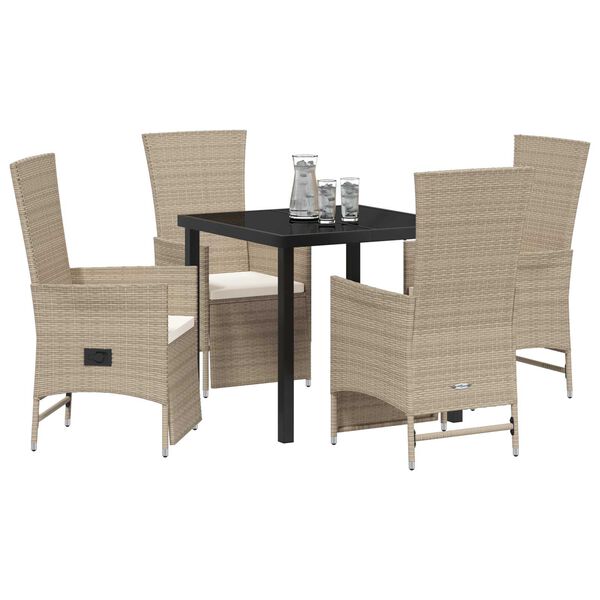 vidaXL Conjunto de Comedor de Jard&iacute;n 5 pcs Beige rat&aacute;n sint&eacute;tico